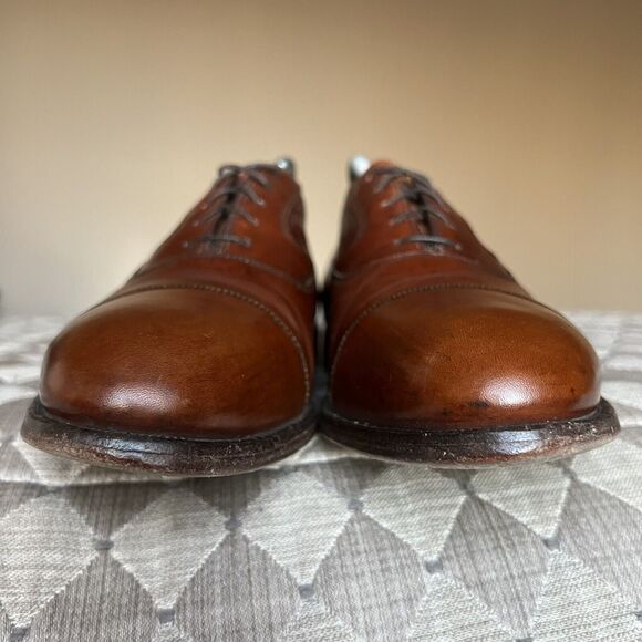 Limited Collection Johnston Murphy Cognac Brown Leather Dress Cap Toe Oxford 9 - Picture 9 of 16